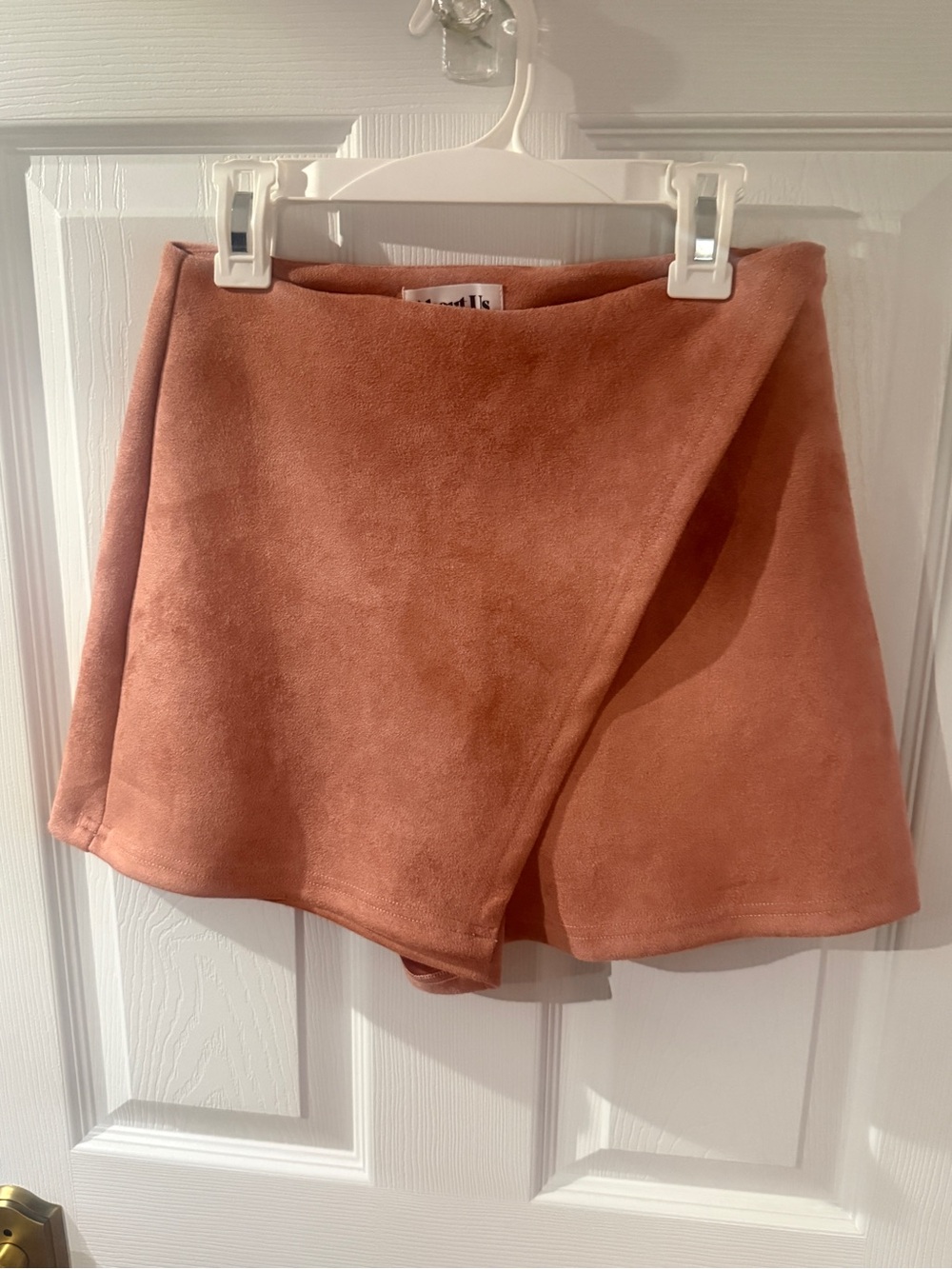 About Us Faux Suede Wrap Skort in Dusty Rose